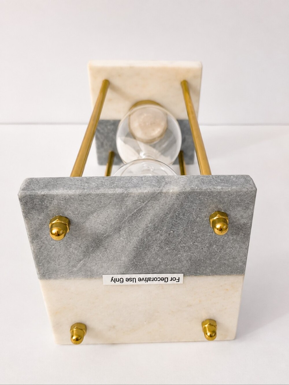NWT India By Ink Two Tone Gold Marble Hourglass Sand Timer Decor Sz 9" H - Picture 5 of 8
